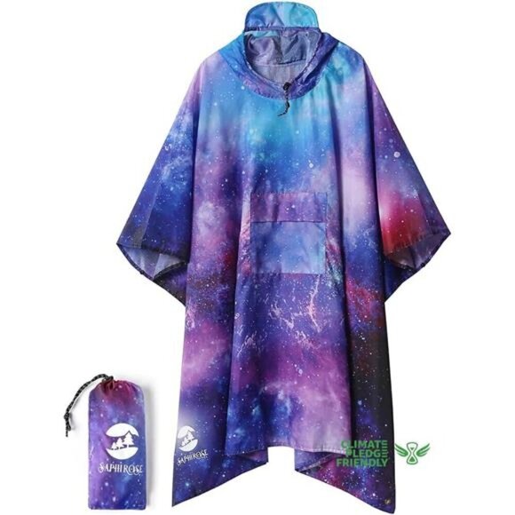 Extra Thick Hooded Rain Poncho Double Layer Waterproof Raincoat Jacket Women NEW - Picture 2 of 6